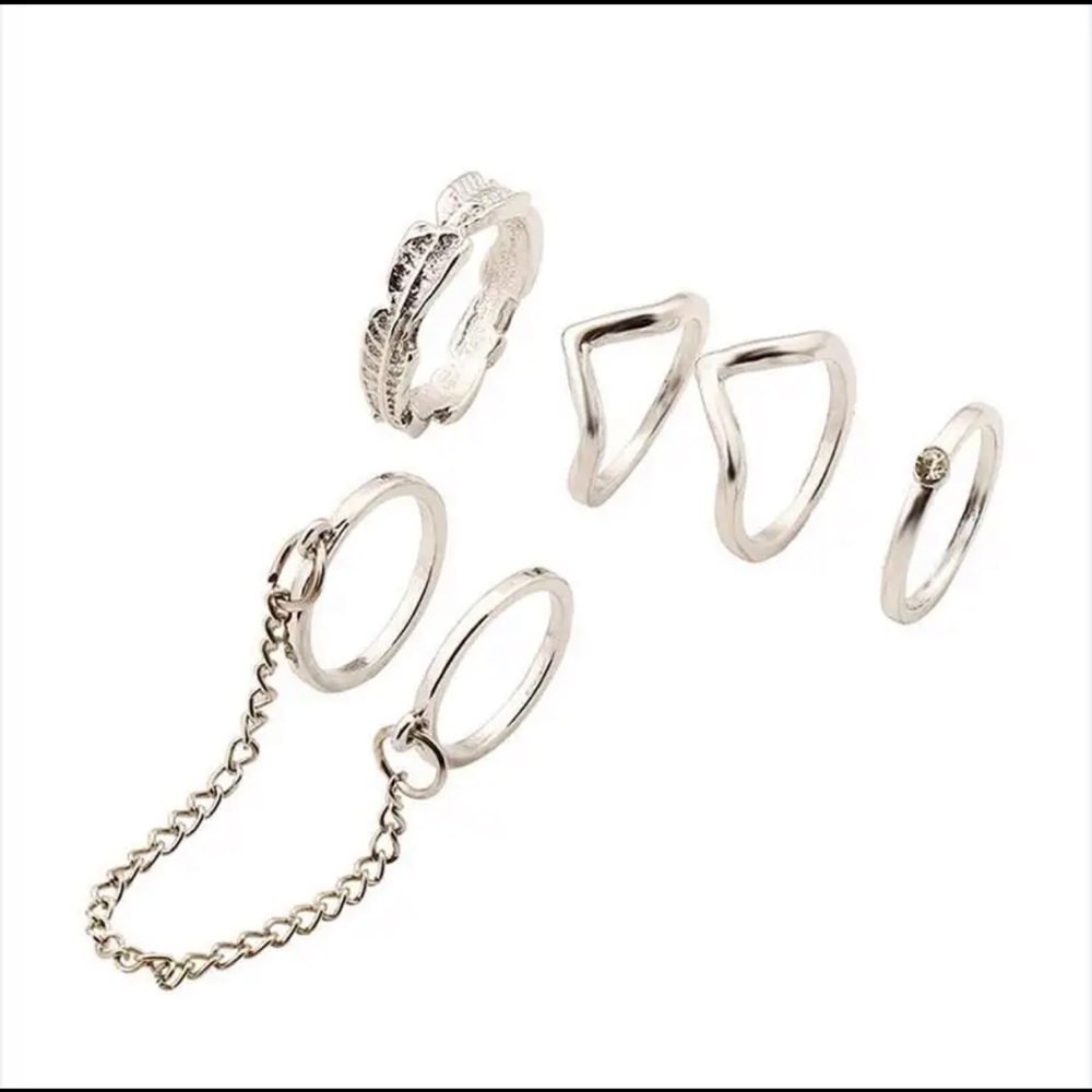 SILVER Lulu Midi 5 Rings SET With Gift Bag - Picture 2 of 7